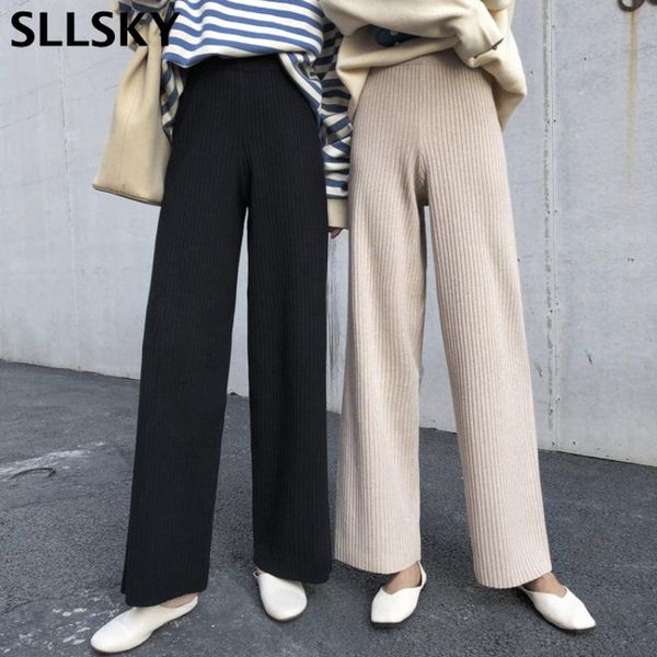 sllsky solid wide leg pants women autumn winter knitted drawstring loose high waist thicken casual elegant female soft trousers women's, Black;white
sllsky solid wide leg pants women autumn winter knitted drawstring loose high waist thicken casual elegant female soft trousers women's, Black;white