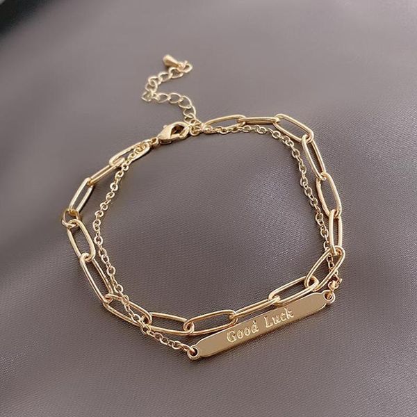 charm bracelets goodluck double metal gold for woman halloween party jewelry girl's fashionable accessories student gift, Golden;silver
charm bracelets goodluck double metal gold for woman halloween party jewelry girl's fashionable accessories student gift, Golden;silver