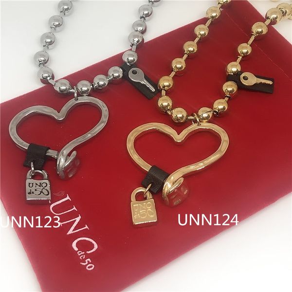 fashion women silver color gold stainless steel round bead hollow heart lock key uno de50 pendants neckalce jewelry
fashion women silver color gold stainless steel round bead hollow heart lock key uno de50 pendants neckalce jewelry