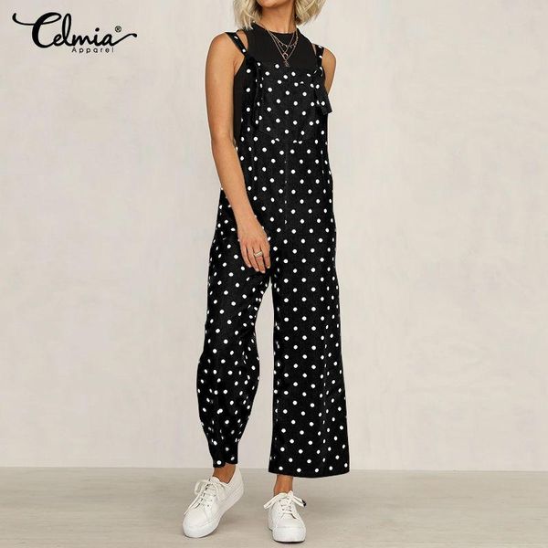 women's jumpsuits & rompers 2021 celmia women summer polka dot print overalls backless holiday wide leg pants strappy fashion playsuits, Black;white
women's jumpsuits & rompers 2021 celmia women summer polka dot print overalls backless holiday wide leg pants strappy fashion playsuits, Black;white
