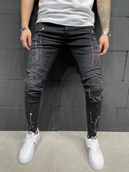 men's jeans 2021 men skinny ripped stretch fashion elastic paint punk pants scratched streetwear hip hop, Blue
men's jeans 2021 men skinny ripped stretch fashion elastic paint punk pants scratched streetwear hip hop, Blue