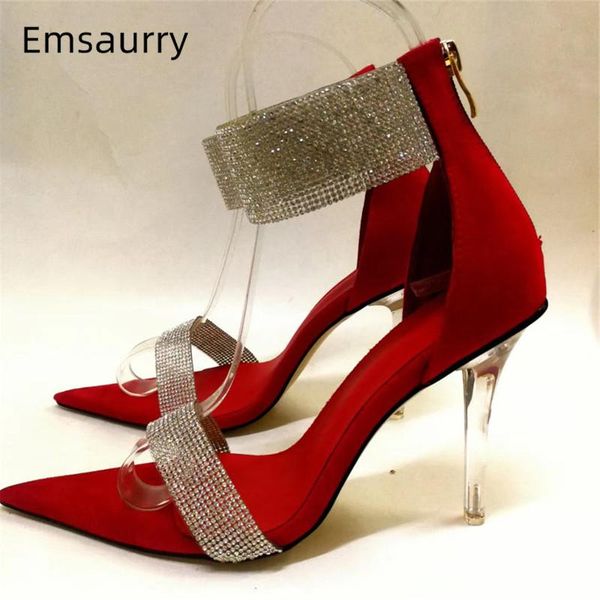 drilled crystal one-strap runway shoes woman unique clear thin heel back zip cover heels red suede rhinestone sandals women, Black
drilled crystal one-strap runway shoes woman unique clear thin heel back zip cover heels red suede rhinestone sandals women, Black