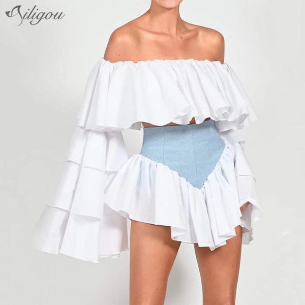 women's tracksuits ailigou 2021 summer two-piece suit one-way neck ruffle lady elegant ruffled tight celebrity party, Gray
women's tracksuits ailigou 2021 summer two-piece suit one-way neck ruffle lady elegant ruffled tight celebrity party, Gray