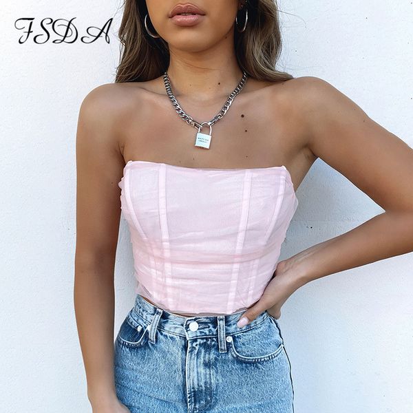 2021 summer mesh tube corset crop women black strapless backless y2k white casual party bustier tank high quality
2021 summer mesh tube corset crop women black strapless backless y2k white casual party bustier tank high quality
