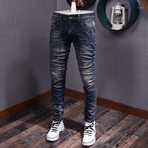 men's jeans italian style fashion retro blue slim fit ripped elastic vintage designer pants streetwear hip hop1 gg29
men's jeans italian style fashion retro blue slim fit ripped elastic vintage designer pants streetwear hip hop1 gg29