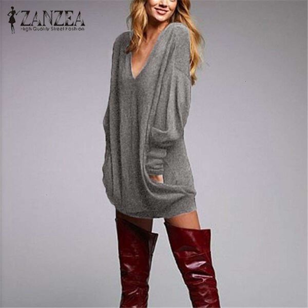 zanzea 2020 autumn women long blouse shirt long sleeve knitted v neck pullovers casual tunic pull femme plus size s-5xl, White
zanzea 2020 autumn women long blouse shirt long sleeve knitted v neck pullovers casual tunic pull femme plus size s-5xl, White