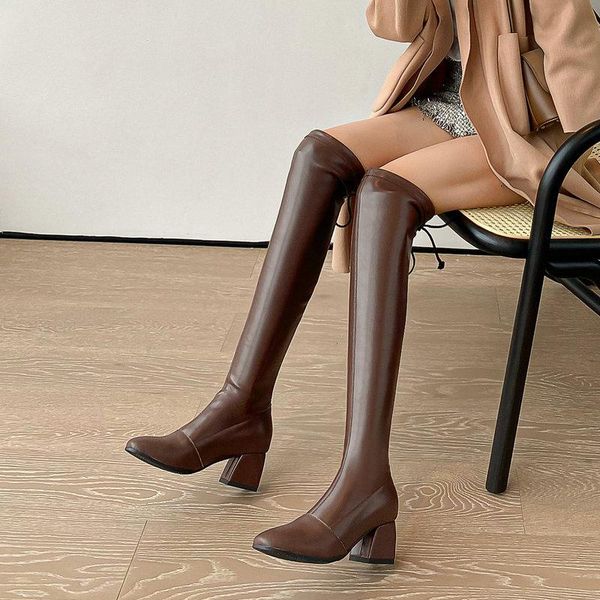 boots lady fashion leather elastic thick first layer cowhide square toe female cross tied slip on autumn winter knight, Black
boots lady fashion leather elastic thick first layer cowhide square toe female cross tied slip on autumn winter knight, Black