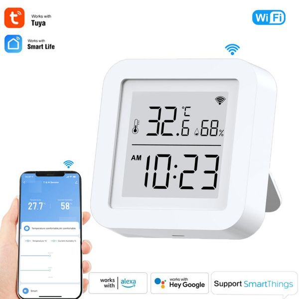 smart home control wifi temperature and humidity sensor usb power with lcd screen display working alexa google assistant life/tuya app
smart home control wifi temperature and humidity sensor usb power with lcd screen display working alexa google assistant life/tuya app