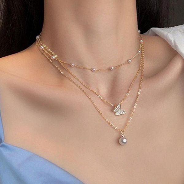 chokers butterfly pendant necklace for women multilayer pearl full rhinestone clavicle chain temperament fashion gold/silver jewelry, Golden;silver
chokers butterfly pendant necklace for women multilayer pearl full rhinestone clavicle chain temperament fashion gold/silver jewelry, Golden;silver