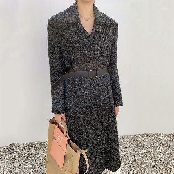 women's wool & blends zcsmll grey woolen coat with belt korea chic autumn and winter suit collar double-breasted mid-length windbreaker, Black
women's wool & blends zcsmll grey woolen coat with belt korea chic autumn and winter suit collar double-breasted mid-length windbreaker, Black
