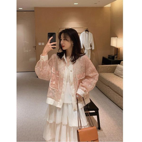 women's jackets 2021 korean summer fashion streetwear bling sequins mesh jacket coat women casual sunscreem outerwear, Black;brown
women's jackets 2021 korean summer fashion streetwear bling sequins mesh jacket coat women casual sunscreem outerwear, Black;brown