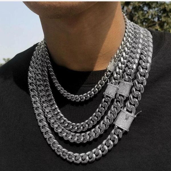 chains hip hop stainless steel jewelry iced out cuban link chain necklace for men bracelet 6/8/10/12mm choker streetwear christmas gift, Silver
chains hip hop stainless steel jewelry iced out cuban link chain necklace for men bracelet 6/8/10/12mm choker streetwear christmas gift, Silver
