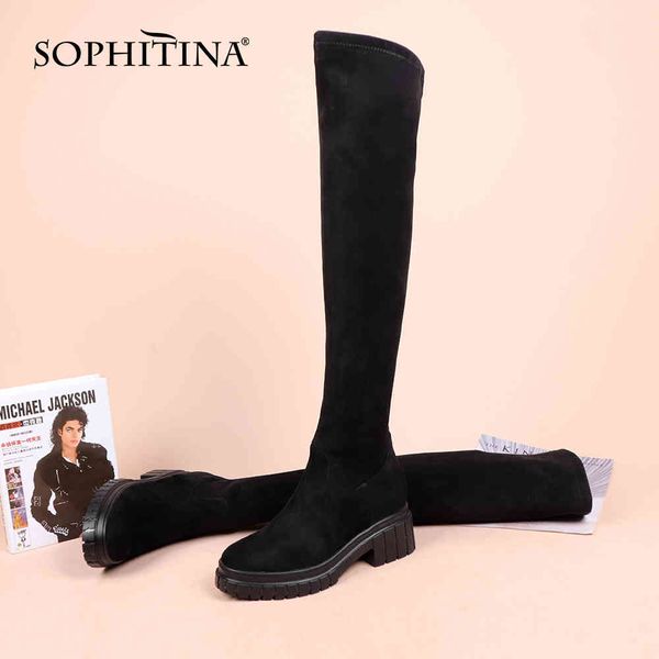sophitina spring kid suede black knee-high boots woman round toe high square chunky heel thick botton casual boot shoe pc918 210513
sophitina spring kid suede black knee-high boots woman round toe high square chunky heel thick botton casual boot shoe pc918 210513