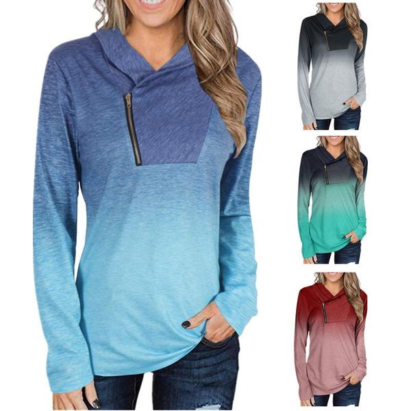 women's t-shirt women t shirt spring long sleeve pullovers autumn zipper hooded gradient ladies casual clothing, White
women's t-shirt women t shirt spring long sleeve pullovers autumn zipper hooded gradient ladies casual clothing, White