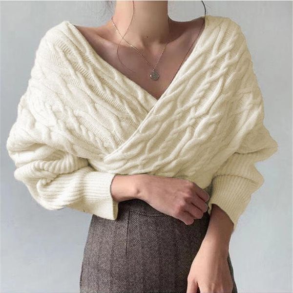winter spring women knitted sweater v neck cross wild korean elegant pullovers ladies jumpers sw1235jx, White;black 
winter spring women knitted sweater v neck cross wild korean elegant pullovers ladies jumpers sw1235jx, White;black