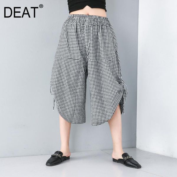 women's pants & capris deat 2021 spring and summer fashion women three quarter high waist elastic plaided loose trousers wf73201, Black;white
women's pants & capris deat 2021 spring and summer fashion women three quarter high waist elastic plaided loose trousers wf73201, Black;white