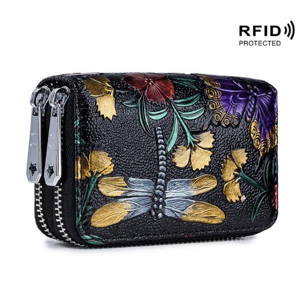 card holders rfid fashion women holder split leather double zipper case large capacity 3d flower printed lady wallets purse, Brown;gray
card holders rfid fashion women holder split leather double zipper case large capacity 3d flower printed lady wallets purse, Brown;gray