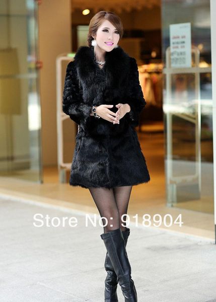 women's fur & faux real natural genuine coat with collar women long fashion jacket winter waistcoat, Black
women's fur & faux real natural genuine coat with collar women long fashion jacket winter waistcoat, Black