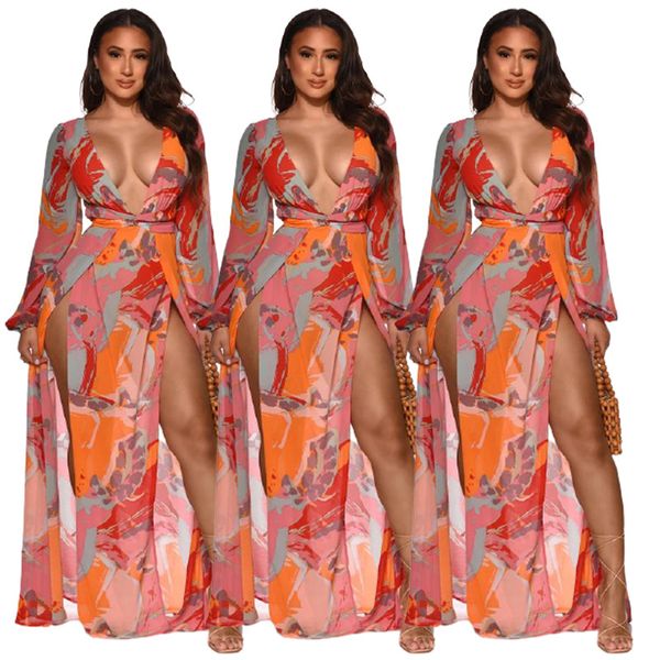 casual dresses fashion long sleeve print european and american 2021 women's split trend dress deep v personality skirt trendy wear, Black;gray
casual dresses fashion long sleeve print european and american 2021 women's split trend dress deep v personality skirt trendy wear, Black;gray