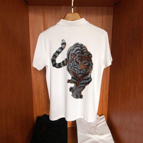 men's polos summer shirt with diamonds extra plus size personality exaggerated 3d tiger sale short sleev, White;black
men's polos summer shirt with diamonds extra plus size personality exaggerated 3d tiger sale short sleev, White;black