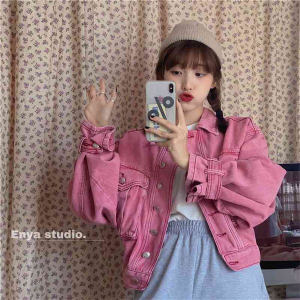 korobov denim coats vintage long sleeve pink short jackets embroidery female jacket streetwear kawaii sweet coat 210430, Black;brown
korobov denim coats vintage long sleeve pink short jackets embroidery female jacket streetwear kawaii sweet coat 210430, Black;brown