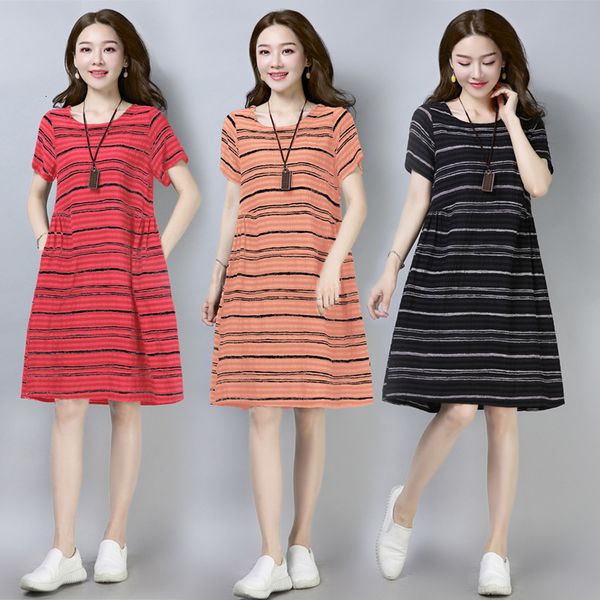 suits spring summer short sleeve women casual loose a-line striped cotton linen dress vestidos de festa, Black
suits spring summer short sleeve women casual loose a-line striped cotton linen dress vestidos de festa, Black