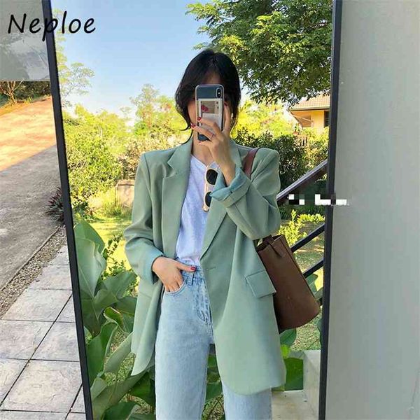 solid color elegant simple single button blazer women casual loose femme coat autumn turn-down collar 210422, White;black
solid color elegant simple single button blazer women casual loose femme coat autumn turn-down collar 210422, White;black