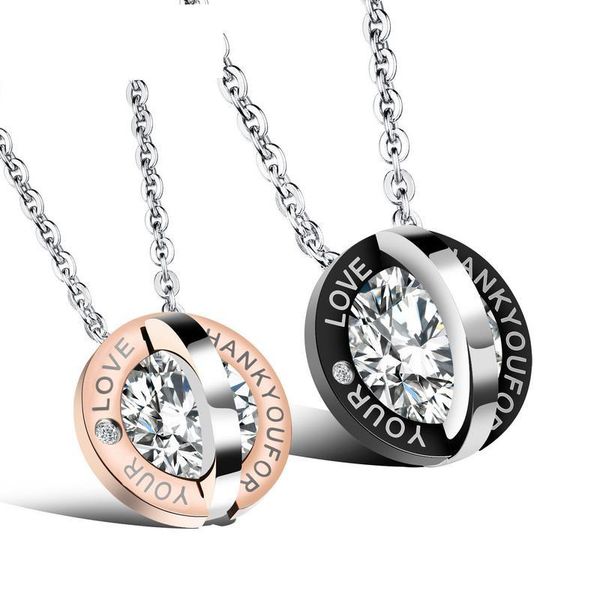 pendant necklaces round inlaid rhinestone love titanium steel couple necklace fine jewelry, Silver
pendant necklaces round inlaid rhinestone love titanium steel couple necklace fine jewelry, Silver