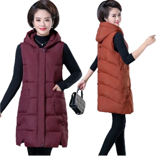 autumn winter vest waistcoat 2021 middle-aged elderly women's clothing sleeveless jacket hooded warm long coat colete feminino, Black;white
autumn winter vest waistcoat 2021 middle-aged elderly women's clothing sleeveless jacket hooded warm long coat colete feminino, Black;white