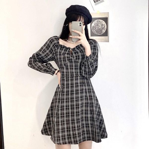 casual dresses black plaid mini dress autumn elegant long sleeve bodycon korean fashion vintage slim v-neck party women 2021, Black;gray
casual dresses black plaid mini dress autumn elegant long sleeve bodycon korean fashion vintage slim v-neck party women 2021, Black;gray