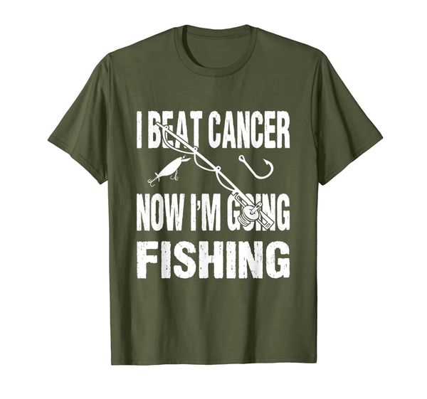 cancer survivor fishing t-shirt i beat cancer going fishing, White;black