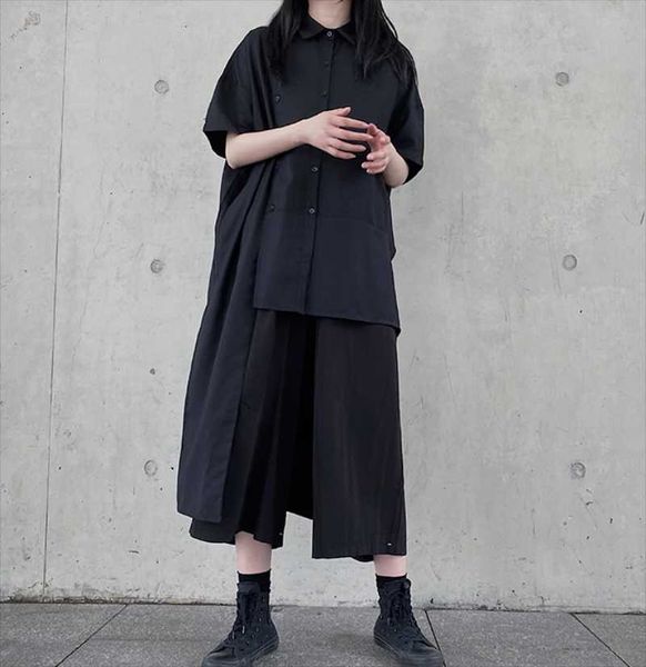 women's blouses & shirts summer ladies square collar solid color irregular cut splicing design double breasted loose casual long short, White
women's blouses & shirts summer ladies square collar solid color irregular cut splicing design double breasted loose casual long short, White