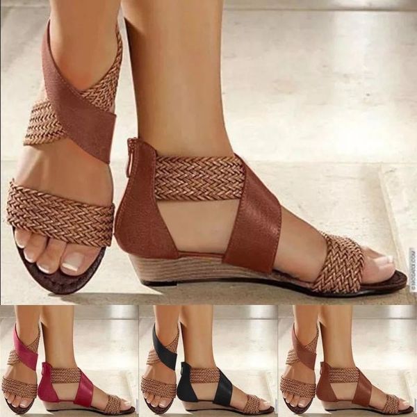 women sandals woman rome wedges ladies zippers shoes summer women's comfortable mixed colors footwear plus size, Black
women sandals woman rome wedges ladies zippers shoes summer women's comfortable mixed colors footwear plus size, Black