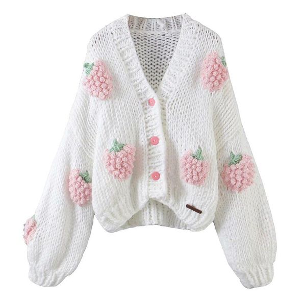 women's knits & tees autumn and winter open front cardigan sweet 3d flower/fruit/cloud long sleeve cable knit sweater, White
women's knits & tees autumn and winter open front cardigan sweet 3d flower/fruit/cloud long sleeve cable knit sweater, White