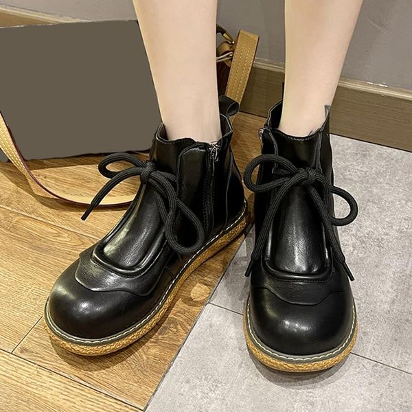 boots 2021 warm pu leather shoes booties mujer punk short plush ankle women autumn winter round toe lace-up flat woman, Black
boots 2021 warm pu leather shoes booties mujer punk short plush ankle women autumn winter round toe lace-up flat woman, Black