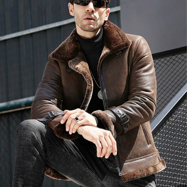 men's leather & faux jacket men genuine real sheepskin coat natural wool fur winter blouson cuir homme 71808 yy1365, Black
men's leather & faux jacket men genuine real sheepskin coat natural wool fur winter blouson cuir homme 71808 yy1365, Black