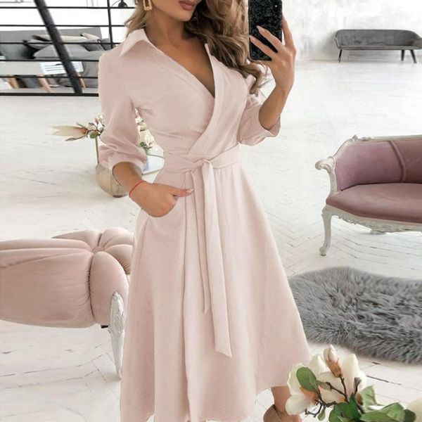 party dresses office lady elegant slim dress women casual turn-down collar belt v neck cocktail 2021 robe femme a40, White;black
party dresses office lady elegant slim dress women casual turn-down collar belt v neck cocktail 2021 robe femme a40, White;black