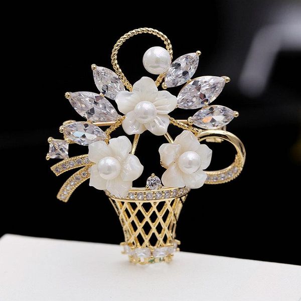 pins, brooches 1pc flower basket shaped luxury pearl exquisite fashion jewelry clothes accessories, Gray
pins, brooches 1pc flower basket shaped luxury pearl exquisite fashion jewelry clothes accessories, Gray