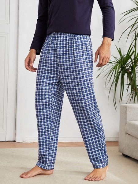 men random plaid pajama pants 17ne#, Black;brown