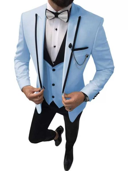 men's suits & blazers 2021 latest coat pant designs formal men wedding sky blue peaked lapel groom tuxedo man party suit 3 piece, White;black
men's suits & blazers 2021 latest coat pant designs formal men wedding sky blue peaked lapel groom tuxedo man party suit 3 piece, White;black