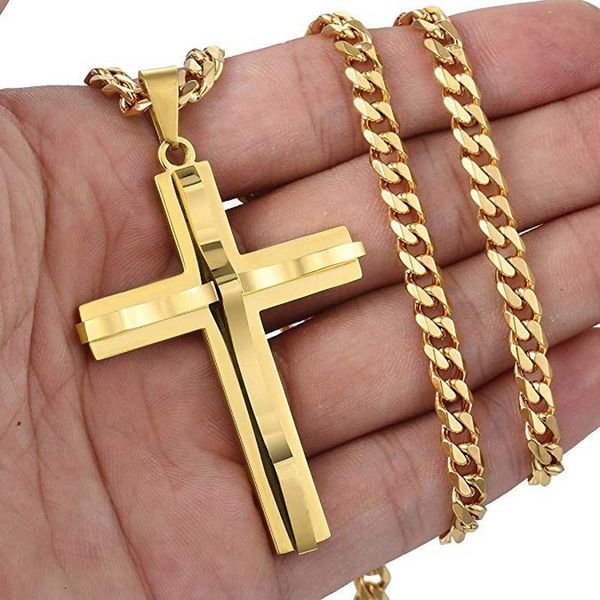 pendant necklaces men women cross necklace cuban link chain stainless steel hip hop party gift faith jewelry wholesale bulk, Silver
pendant necklaces men women cross necklace cuban link chain stainless steel hip hop party gift faith jewelry wholesale bulk, Silver