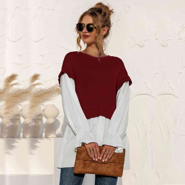 women pullovers spring o-neck patchwork women's fake two pieces blouse casual loose knitted pullover outwear 210524, White
women pullovers spring o-neck patchwork women's fake two pieces blouse casual loose knitted pullover outwear 210524, White