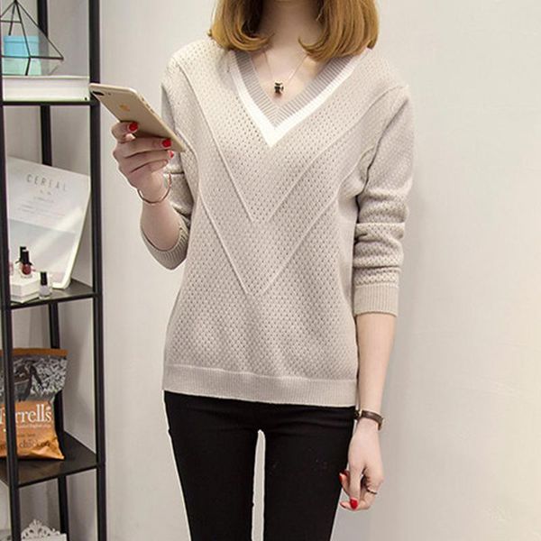 women's sweaters 2021 casual women autumn sweater v-neck knitted female pullover 6 colors long sleeve solid pull femme, White;black
women's sweaters 2021 casual women autumn sweater v-neck knitted female pullover 6 colors long sleeve solid pull femme, White;black