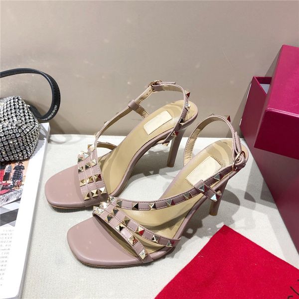 2021brand designer naked color women's sandals red high heels leather fashion rivets open toe bride wedding stilettos with box, Black
2021brand designer naked color women's sandals red high heels leather fashion rivets open toe bride wedding stilettos with box, Black