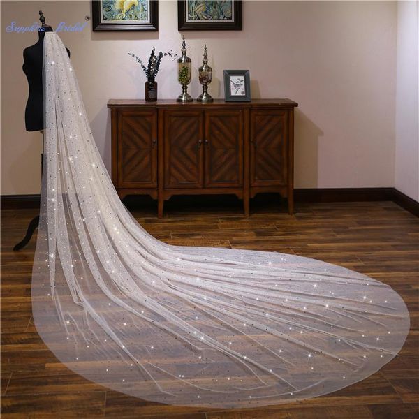 bridal veils sapphire light champagne sequin stars 4m long wedding veil velo de novia 1 tier with comb accessories, Black
bridal veils sapphire light champagne sequin stars 4m long wedding veil velo de novia 1 tier with comb accessories, Black