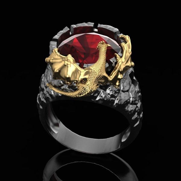 new punk gothic rock personalized gold two color red dragon new men's ring, Golden;silver
new punk gothic rock personalized gold two color red dragon new men's ring, Golden;silver