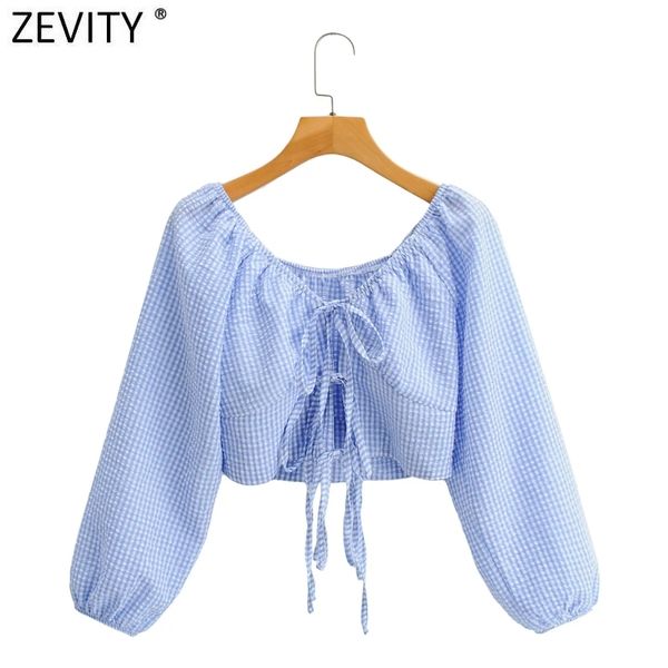 zevity women lace up plaid print short blouse female lantern sleeve slim shirt chic high waist blusas ls7635 210419, White
zevity women lace up plaid print short blouse female lantern sleeve slim shirt chic high waist blusas ls7635 210419, White