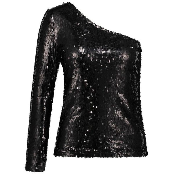 women one shoulder sequin shirt black long sleeve sloping blouse glitter slim clubwear party women's blouses & shirts, White
women one shoulder sequin shirt black long sleeve sloping blouse glitter slim clubwear party women's blouses & shirts, White