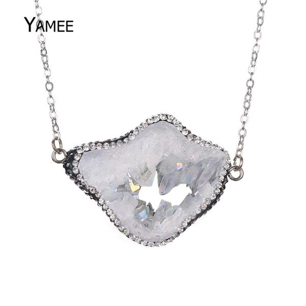 pendant necklaces stone necklace 2021 product fashion inlay cubic zircon natural druzy geode agates pave gz charm jewelry for women, Silver
pendant necklaces stone necklace 2021 product fashion inlay cubic zircon natural druzy geode agates pave gz charm jewelry for women, Silver