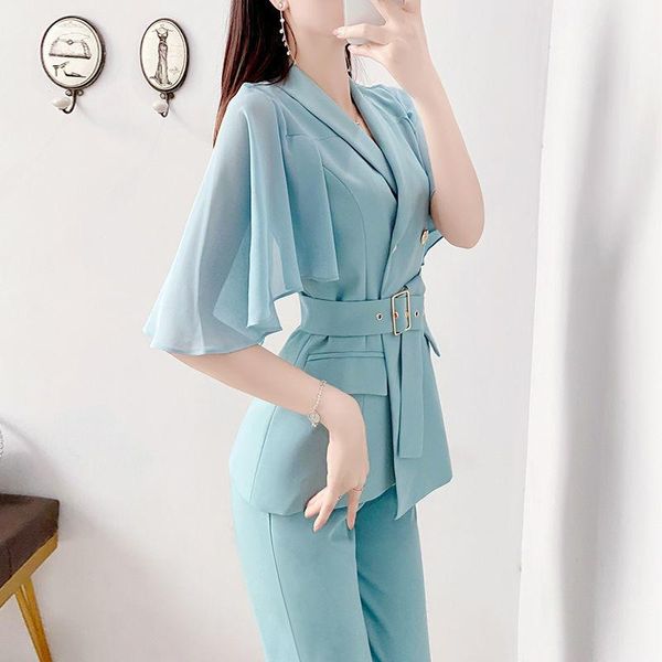 women's two piece pants suit jacket for women 2021 summer commuter western style waist-slimming thin looking straight fashion, White
women's two piece pants suit jacket for women 2021 summer commuter western style waist-slimming thin looking straight fashion, White